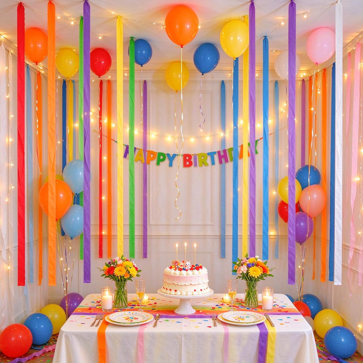 8 Rolls Crepe Paper Streamers, Rainbow Streamers Birthday Decorations 🍁 All In One Marketplace Canada
