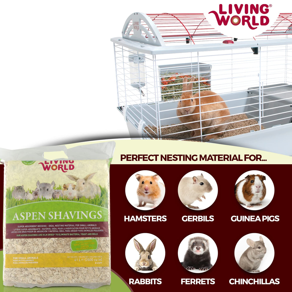 Living World Aspen Shavings - 41 L (2500 cu in)