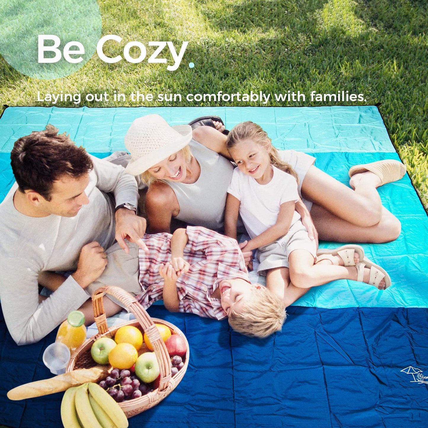 OCOOPA Sandproof Beach Blanket Waterproof, Extra Large 8 Persons Family Size 10'X9.2', Comfortable Parachute Nylon, Cozy& Chic, Compact& Light, Reinforced Windproof,4 Stakes&1 Travel Bag