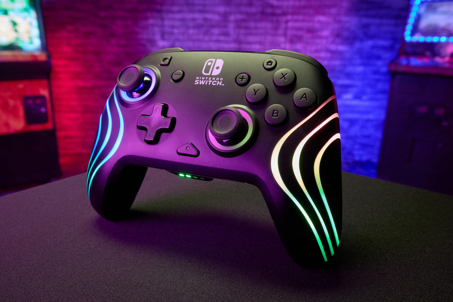 PDP Afterglow Wave Wireless RGB Gaming Controller - Nintendo Switch/Switch Lite/Switch - OLED Model, Nintendo Switch 2, LED Lighting, Rechargeable Battery - Black