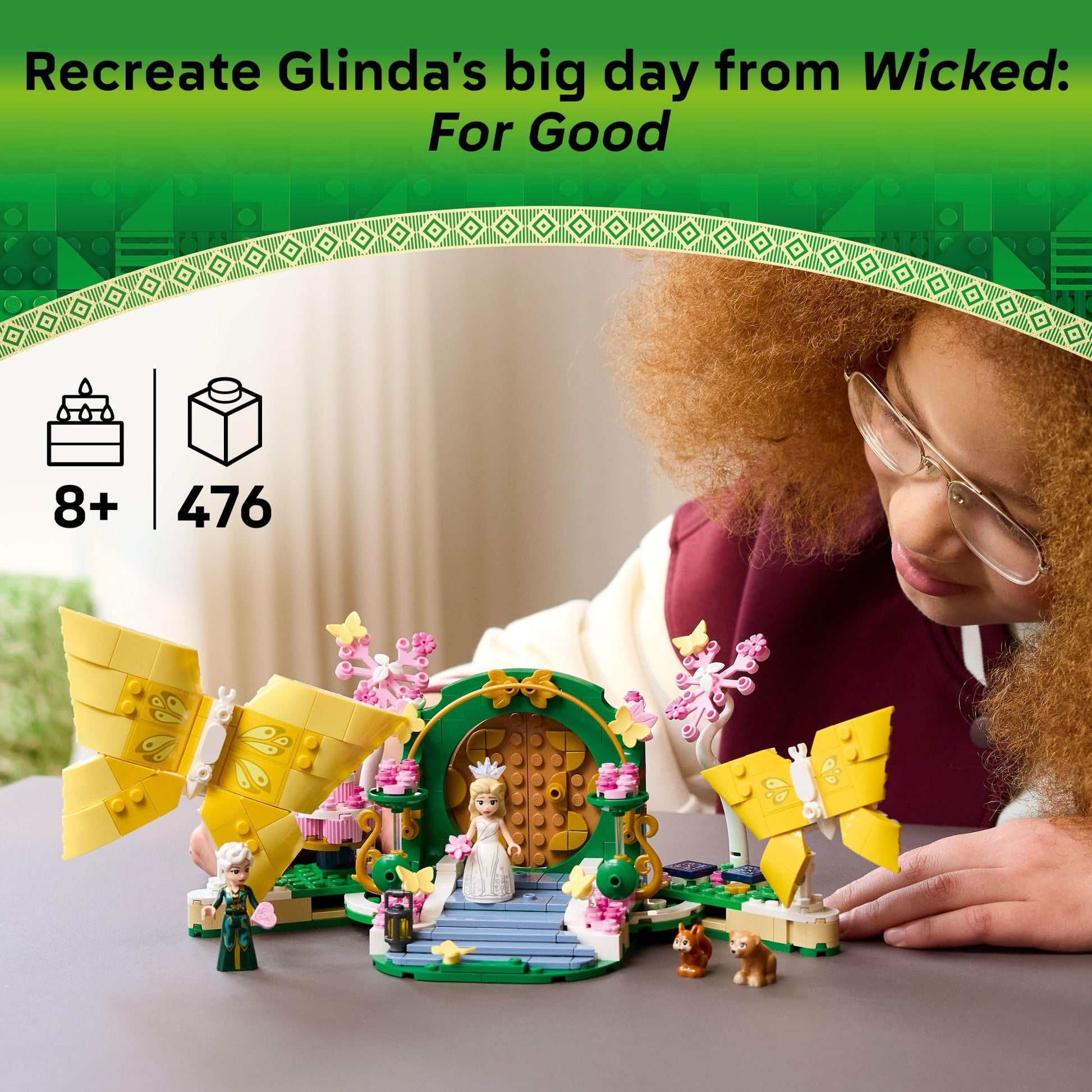 LEGO Wicked Glinda's Wedding Day Building Toy - Pretend Playset with 2 Minidolls, 2 Animal Toy Figures, & 2 Poseable Butterflies - Building Blocks for Kids, Ages 8+ - Gift for Girls & Boys - 75688 LEGO