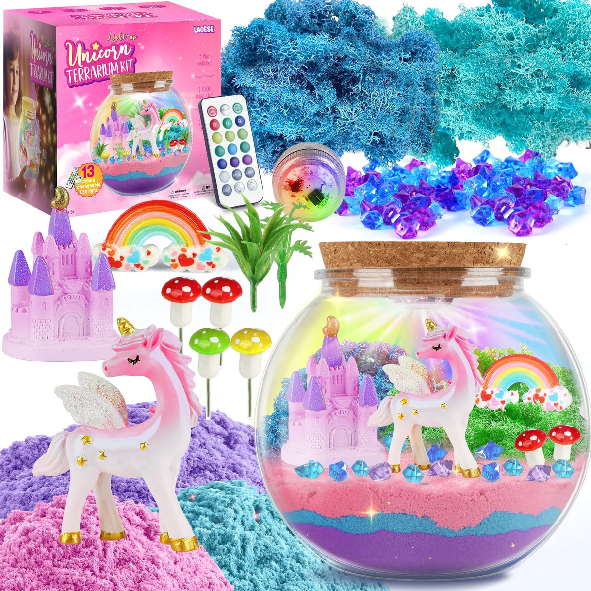 Unicorn Terrarium Kit for Kids, Light Up Unicorn Toys for Girls Ages 4-8 🍁 All In One Marketplace Canada