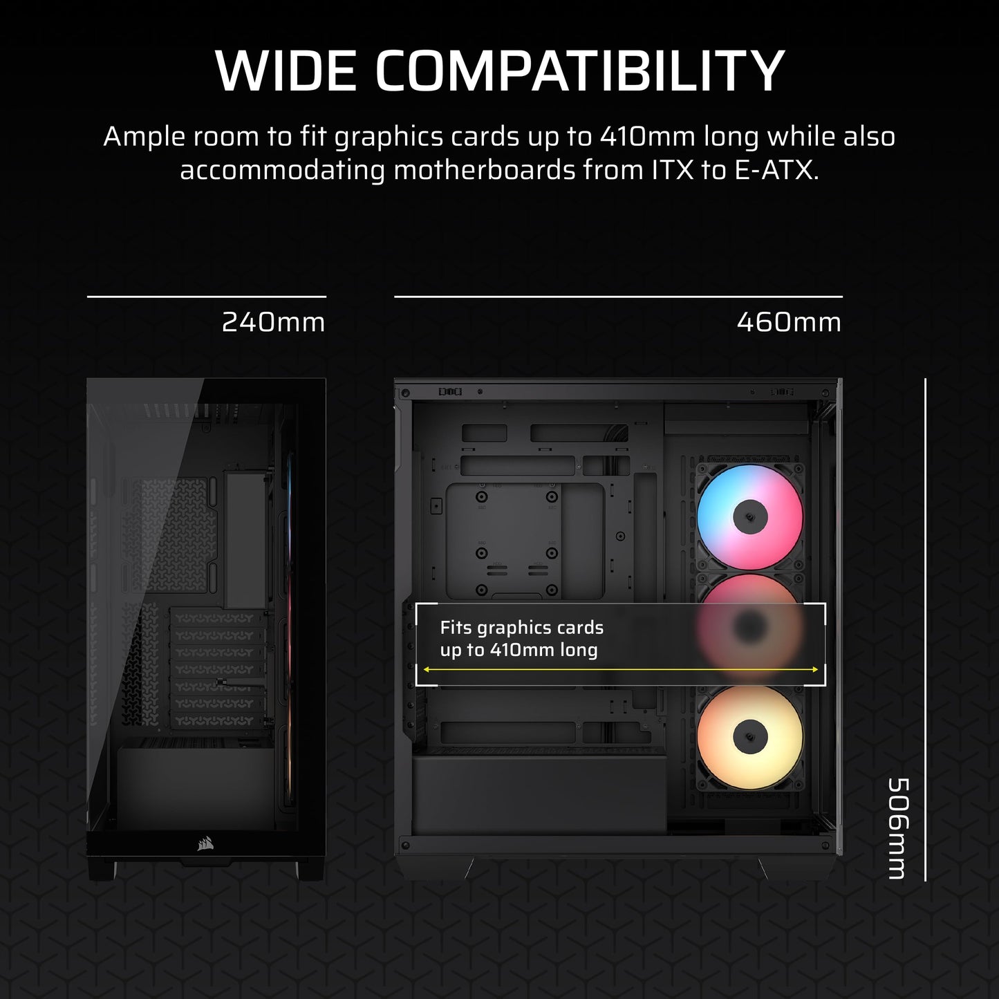 CORSAIR 3500X RS-R ARGB Mid-Tower PC Case – 3X Pre-Installed RS120-R ARGB Fans, GPU Anti-Sag Arm, Fits up to 10x 120mm Fans, Reverse Connection Motherboard Compatible – Black Corsair