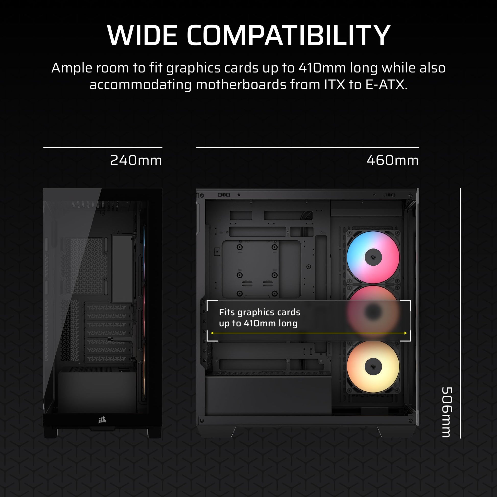 CORSAIR 3500X RS-R ARGB Mid-Tower PC Case – 3X Pre-Installed RS120-R ARGB Fans, GPU Anti-Sag Arm, Fits up to 10x 120mm Fans, Reverse Connection Motherboard Compatible – Black Corsair