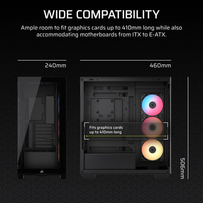 CORSAIR 3500X RS-R ARGB Mid-Tower PC Case – 3X Pre-Installed RS120-R ARGB Fans, GPU Anti-Sag Arm, Fits up to 10x 120mm Fans, Reverse Connection Motherboard Compatible – Black Corsair