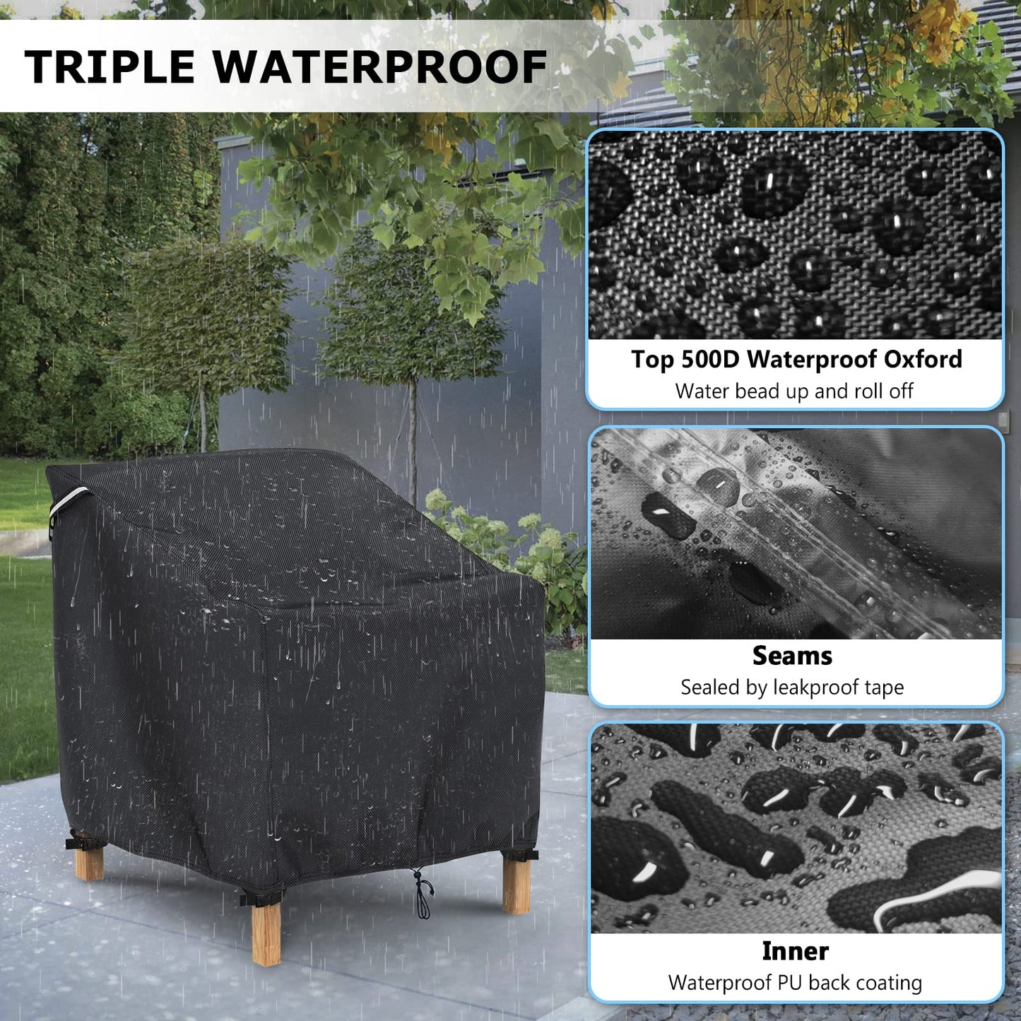 Gasadar Patio Chair Cover-2 Pack, Heavy Duty Waterproof UV Resistant Anti-Fading Chair Covers for Lawn Outdoor Furniture Chairs,35"W x 38"D x 31"H 🍁 All In One Marketplace Canada