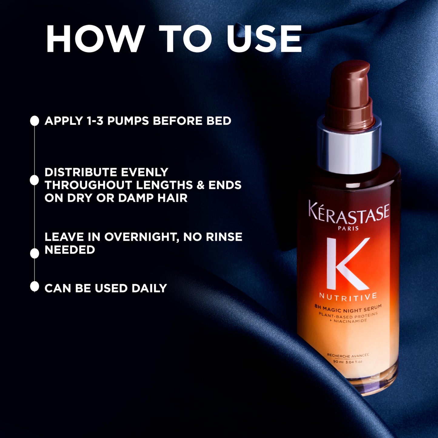 Kérastase Nutritive 8H Magic Night Serum, Night Serum for Normal to Slightly Dry Hair, Nourishing and Smoothing for More Shine and Suppleness, Paraben-Free, 30 ml - Available at All In One Marketplace Canada