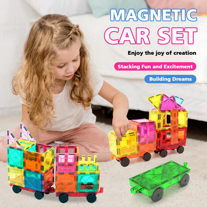 Feoxialy Magnetic Tiles Cars 4 PCS Magnet Tiles Set Construction Kids Toys 🍁 All In One Marketplace Canada
