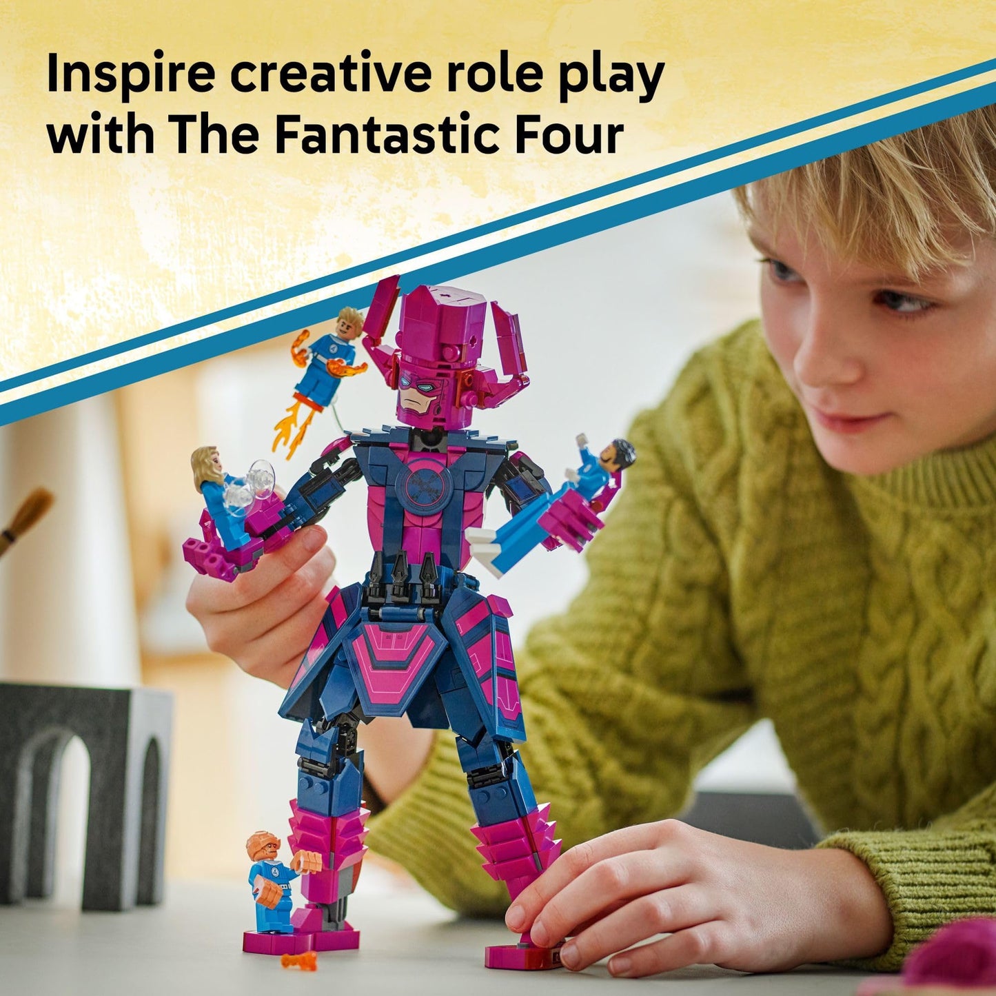 LEGO Marvel Fantastic Four vs. Galactus Construction Figure - Super Hero Building Toy - 4 Minifigures, Including The Thing, Invisible Woman and Human Torch - Gift for Kids, Boys and Girls, 9+ 76316 LEGO