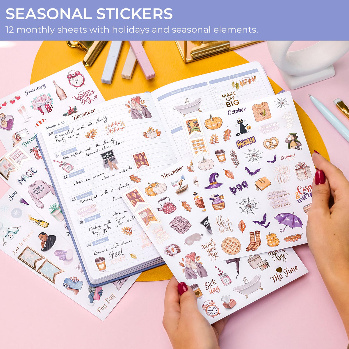 GoGirl Planner Stickers, 850+ Small Aesthetic Calendar & Holiday Book 🍁 All In One Marketplace Canada