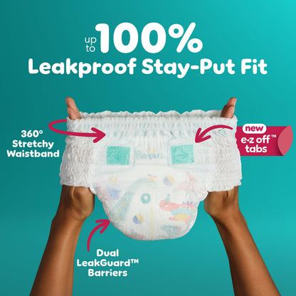 Pampers Diapers - Cruisers 360 degrees - Size 4, 64 Count, up to 100% Leakproof Fit, Designed for Active Babies, Pull On Diaper, EZ Off Tabs Designed for Easy Changes