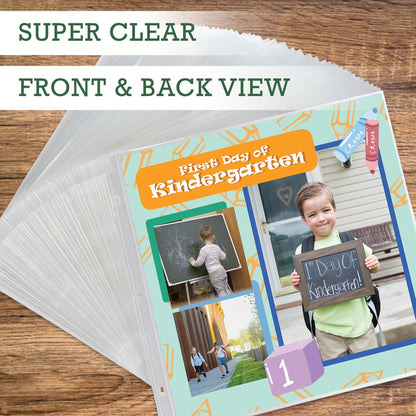 Samsill Scrapbook Refill Pages 12x12 Inch, 50 Pack, Fits 3 Ring Scrapbook Binders and 12x12 Photo Albums, Top-Loading, Heavy-Duty, Holds 2 Pages, Super Clear