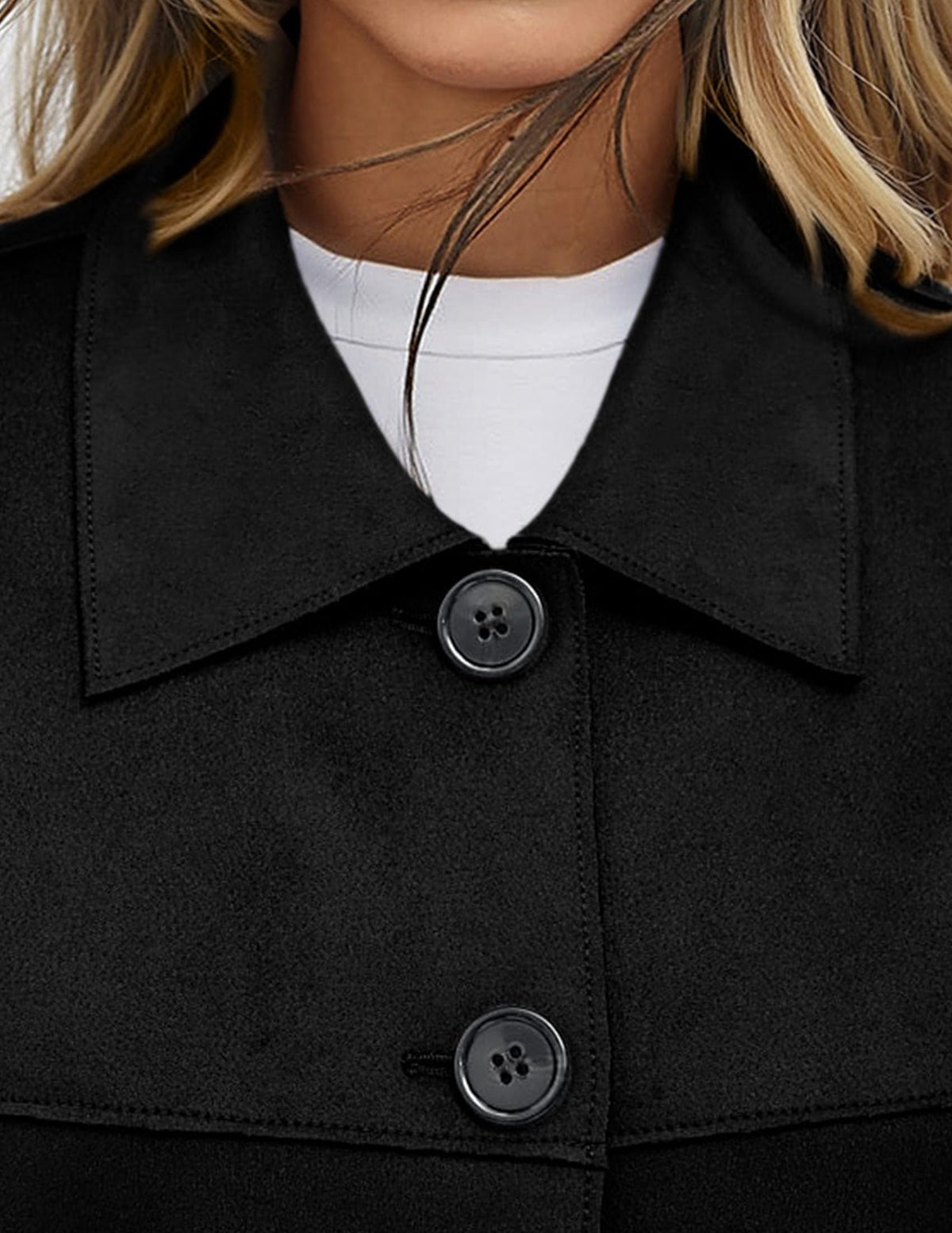 PRETTYGARDEN Women's Faux Suede Lightweight Cropped Jacket Black,S 🍁 All In One Marketplace Canada