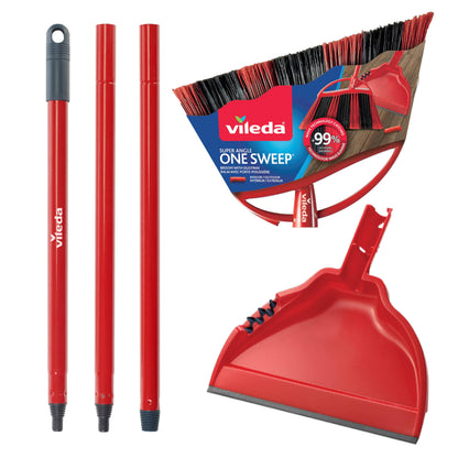 Vileda One Sweep Broom with Step-On Dustpan | Catches Over 99% of Dust & Dirt | Indoor Broom - Available at All In One Marketplace Canada