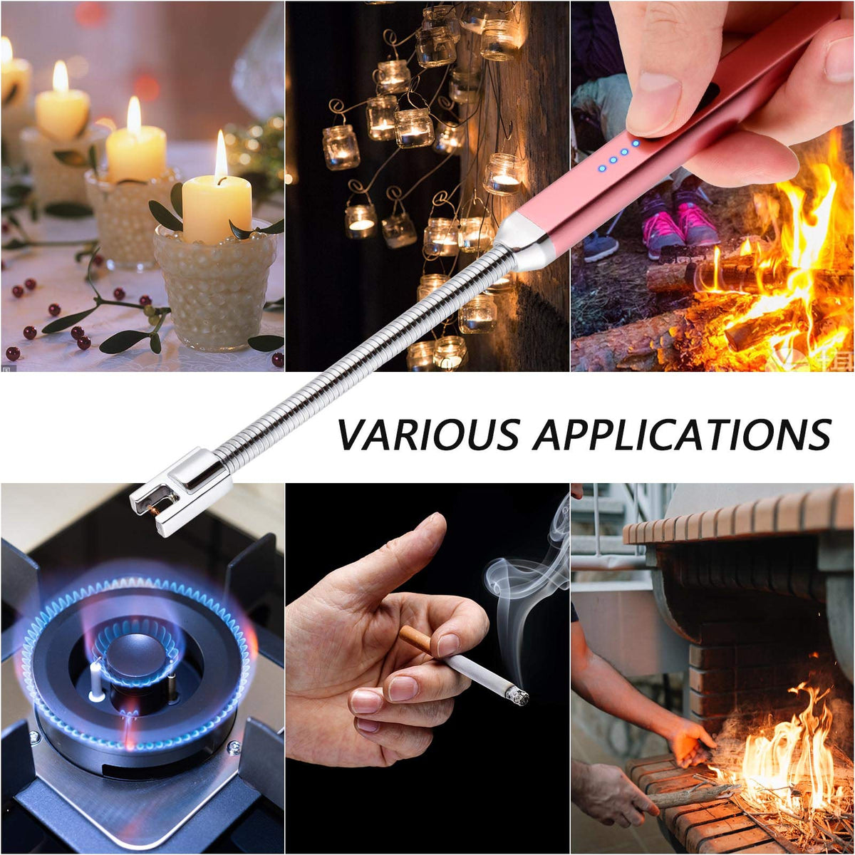 MEIRUBY Lighter Electric Candle Lighter Christmas Stocking Stuffers Gifts for Women Men Rechargeable USB Lighter Arc Lighters for Candle Camping BBQ Christmas Birthday Gifts for Men Women (Rose Gold) 🍁 All In One Marketplace Canada