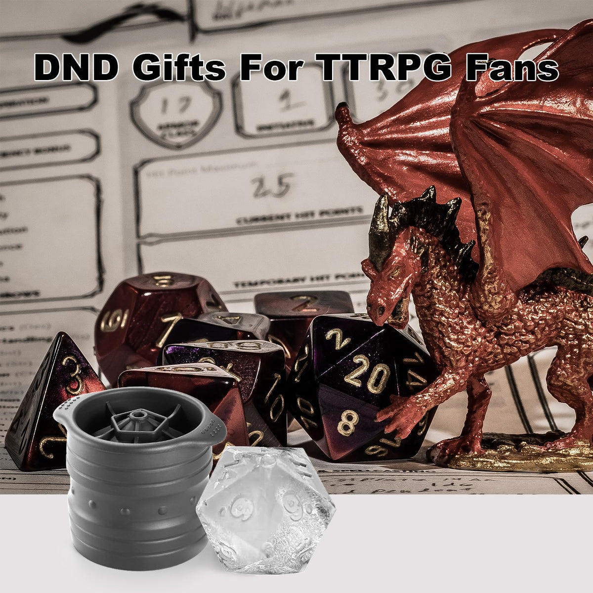 Nax Caki D20 Dice Ice Mold, DND Gamer Gifts for Men Women, Cool Christmas Stocking Stuffers Ideas for Adults TTRGP Lover, Large Silicone D&D Accessories Ice Cube Tray for Cocktails,Bourbon,Whiskey 🍁 All In One Marketplace Canada