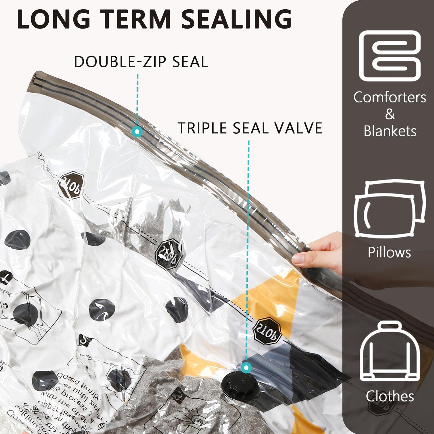 Vacuum Storage Bags 20 Combo, Space Saver Bags with Travel Electric Pump, Compression Airtight Sealer Bags for Clothes, Bedding, Pillows, Comforters, Blankets - Available at All In One Marketplace Canada