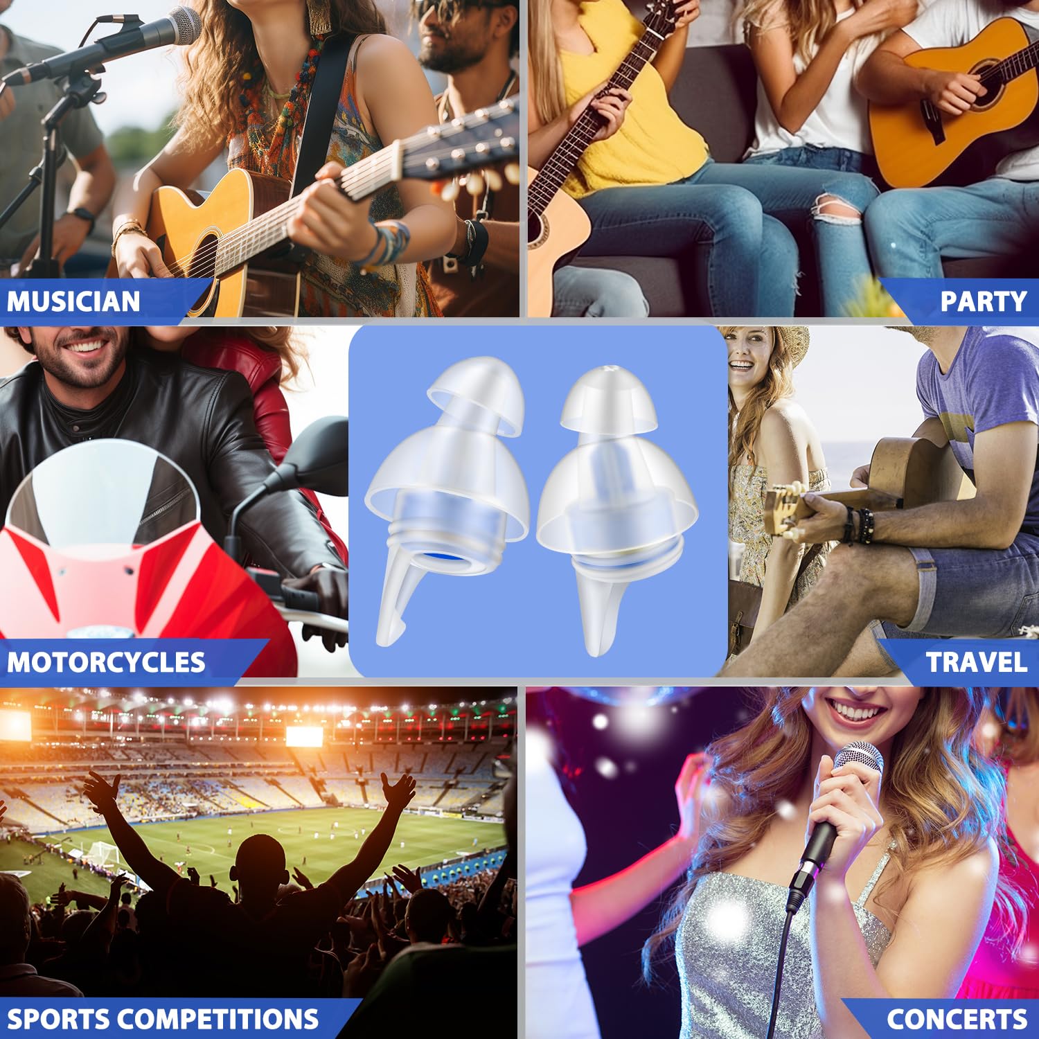 Laudexua High Fidelity Concert Ear Plugs, 2 Pairs Ear Protection Musician Earplugs for Concerts, Music Festival, Motorcycle, and Other Noise Reduction Events - Available at All In One Marketplace Canada