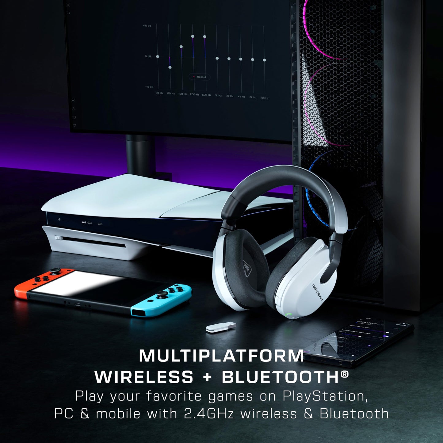 Turtle Beach Stealth 600 Wireless Multiplatform Amplified Gaming Headset for PS5, PS4, PC, Nintendo Switch & Mobile – Bluetooth, 80-Hr Battery, Noise-Cancelling Flip-to-Mute Mic, 50mm Speakers – White