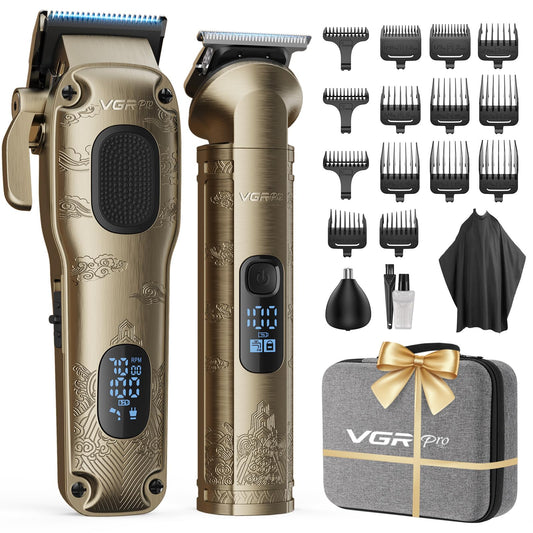 VGRPRO Hair Clippers for Men Professional, Cordless Hair Clippers for Hair Cutting, Mens Clippers and Trimmers Set, Electric Hair Trimmer for Men with Package Case (Gloden) - Available at All In One Marketplace Canada