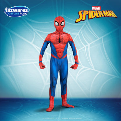 Marvel Spider-Man Official Youth Deluxe Zentai Costume - Stretch Spandex with Hidden Zippers and Wrist Slits (XS)