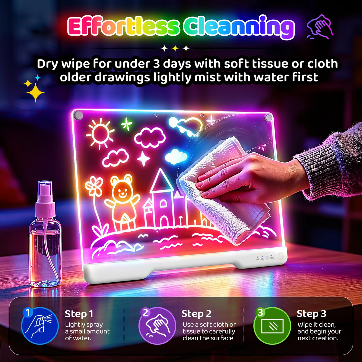 Geokay 16" Rechargeable LED Drawing Board with 9-Color Light Effects 🍁 All In One Marketplace Canada