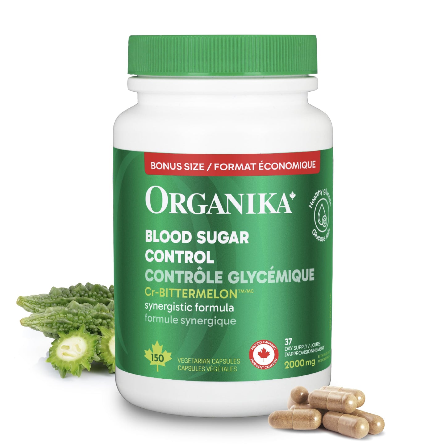Organika Canadian-Made Blood Sugar Control Bonus Size- Chromium and Bitter Melon, 150 vcaps Blood Sugar Control Bonus Size- Chromium and Bitter Melon, 150 vcaps - Available at All In One Marketplace Canada