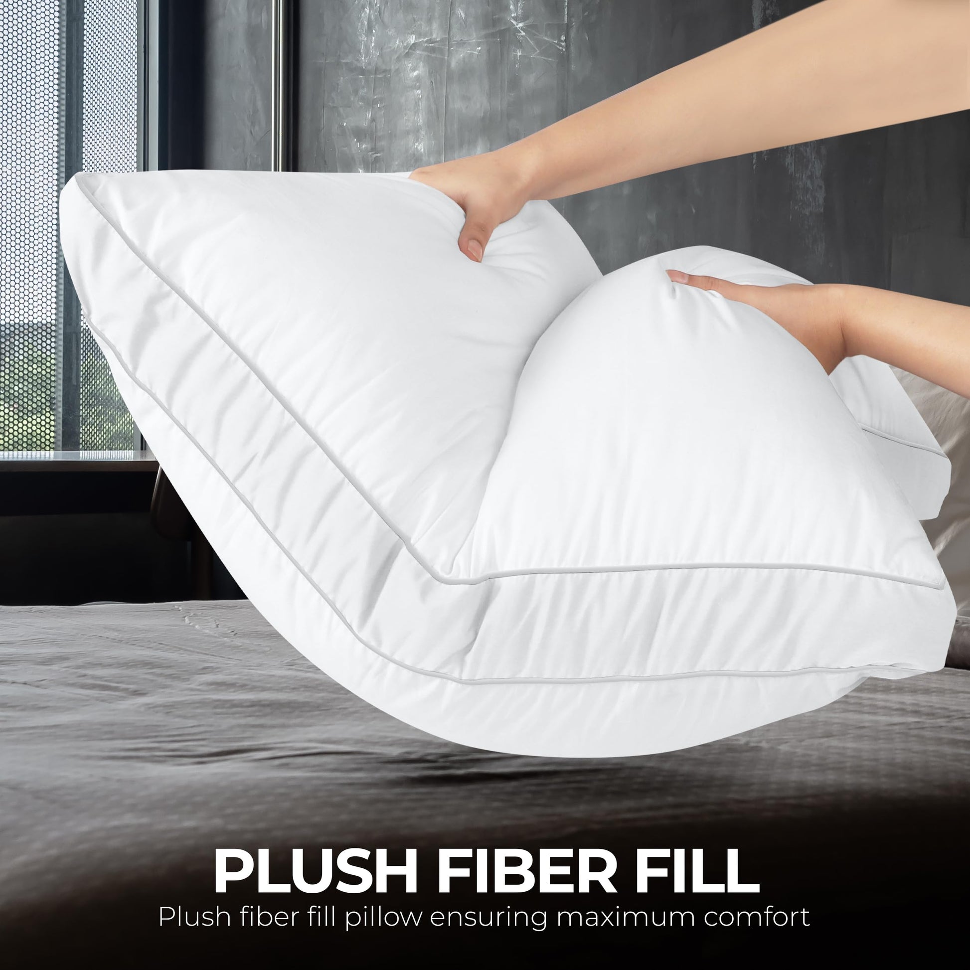 Utopia Bedding Bed Pillows for Sleeping Queen Size (White Hem), Set of 2, Cooling Hotel Quality, Gusseted Pillow for Back, Stomach or Side Sleepers