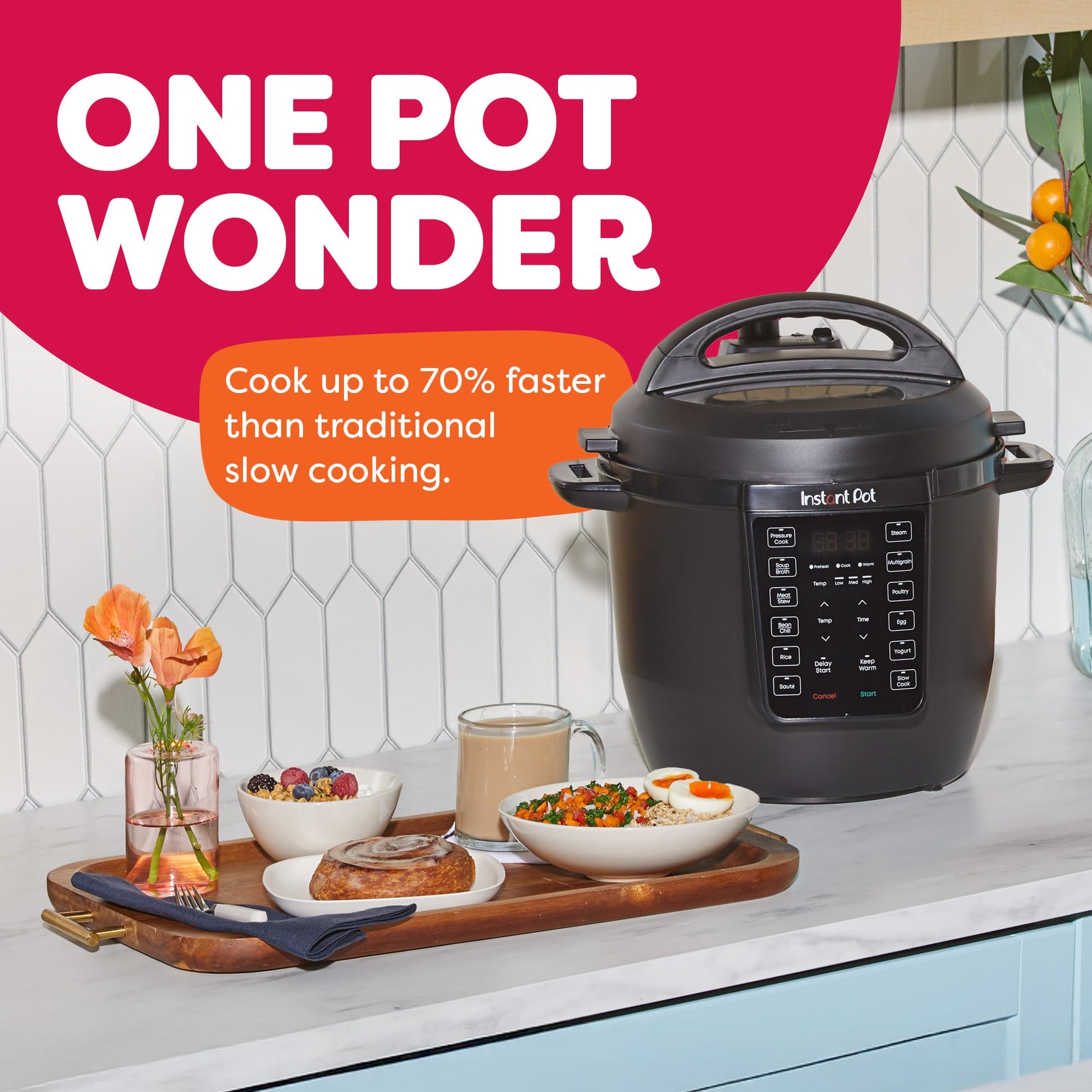 Instant Pot RIO, 7-in-1 Electric Multi-Cooker, Pressure Cooker, Slow Cooker, Rice Cooker, Steamer, Sauté, Yogurt Maker, & Warmer, Includes App With Over 800 Recipes, 6 Quart Instant Pot