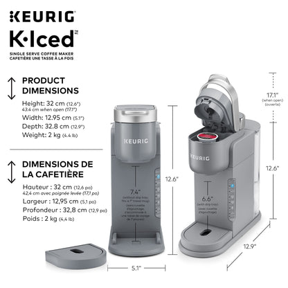 Keurig K-Iced Single Serve K-Cup Pod Coffee Maker, Featuring Simple Push Blue Button Brew Over Ice, Grey - Available at All In One Marketplace Canada
