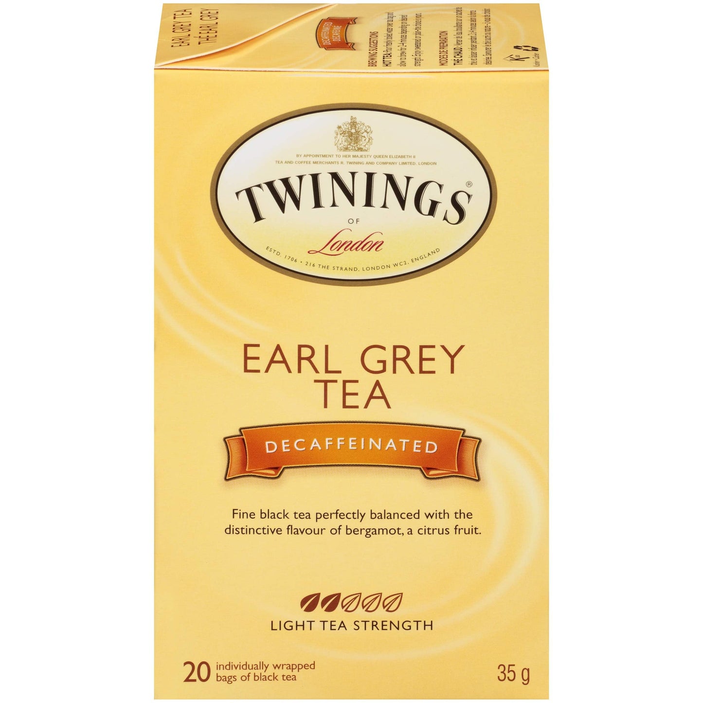 Twinings Decaf Earl Grey Individually Wrapped Teabags, Naturally Caffeine-Free, Black Tea Enhanced with Bergamot Citrus, 20 Count (Pack of 6), Enjoy Hot or Iced