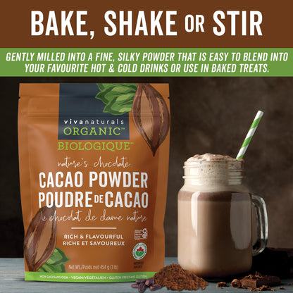 Viva Naturals Organic Non-GMO Cacao Powder, 1 Pound Bag