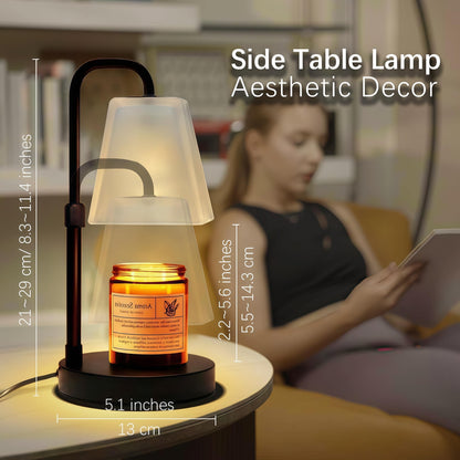JIMEI Candle Warmer Lamp with Timer Electric Wax Warmer for Scented Wax Melt Warmer Light Melter for Jar Candles Dimmable Adjustable Height Gifts for Women Mom House Warming Frossted Glass Black - Available at All In One Marketplace Canada