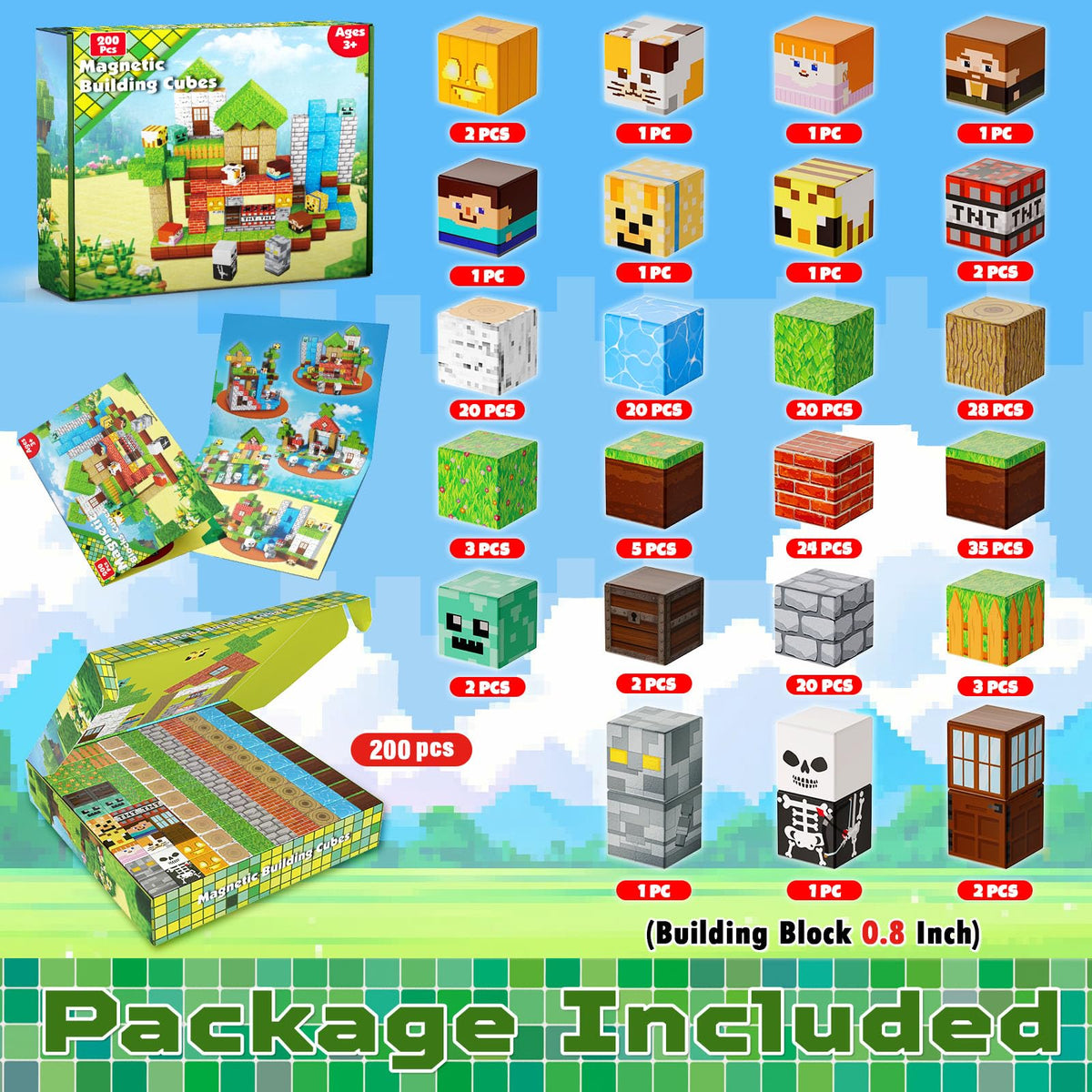 ToyUnited 200 Pieces Magnetic Blocks Jumbo Forest Castle, Cute Fun Magnetic Building Blocks Montessori Sensory Stacking Toys for Kids Aged 3 4 5 6 7 8 9 10 11 12 Year Old Boys Girls Gift Christmas 🍁 All In One Marketplace Canada