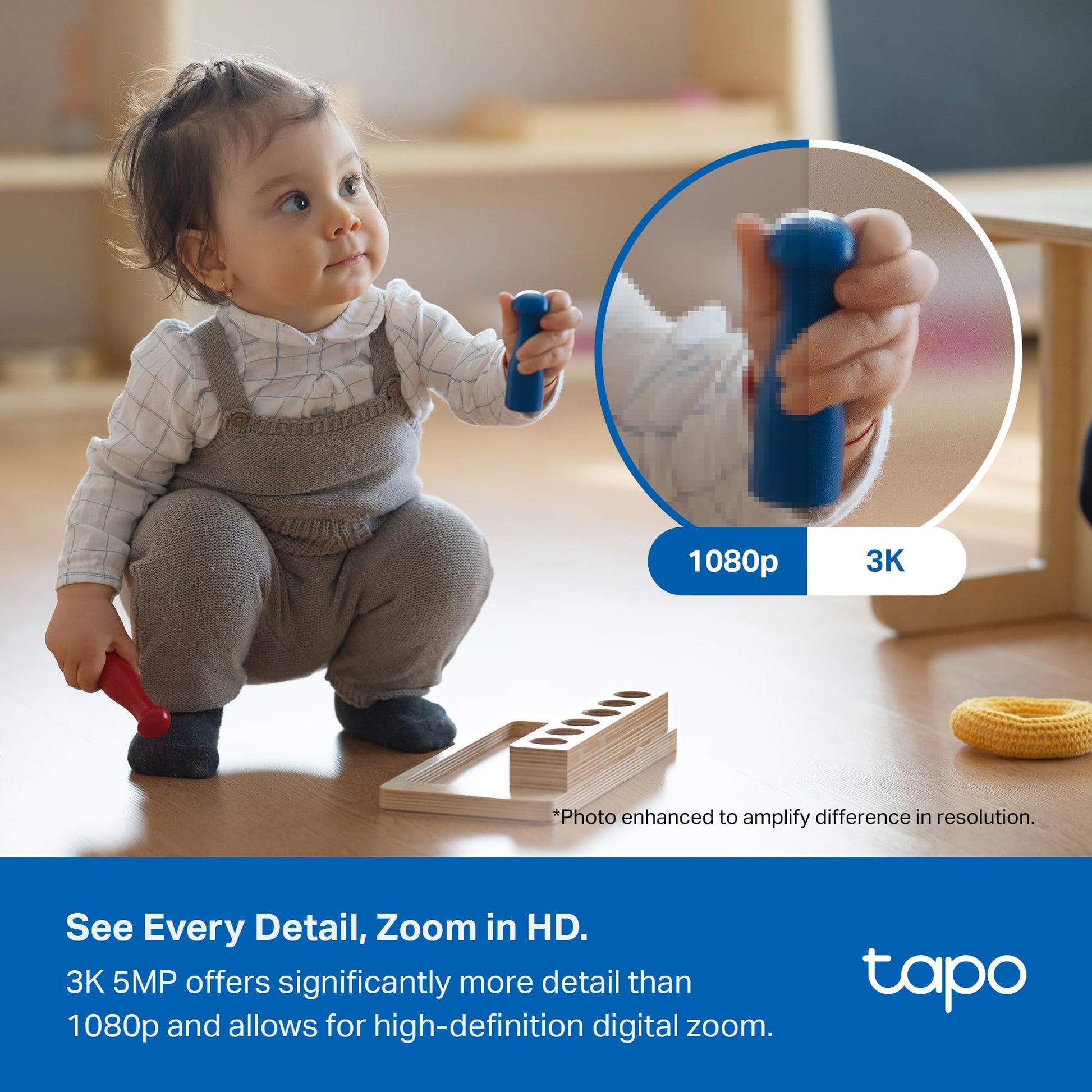 Tapo 3K 5MP Pan/Tilt Security WiFi Camera, Baby & Pet Camera, 360° Motion Tracking, 2-Way Audio, 40Ft. Night Vision, Cloud & Local Storage (Up to 512 GB), Works w/Alexa & Google (Tapo C230)