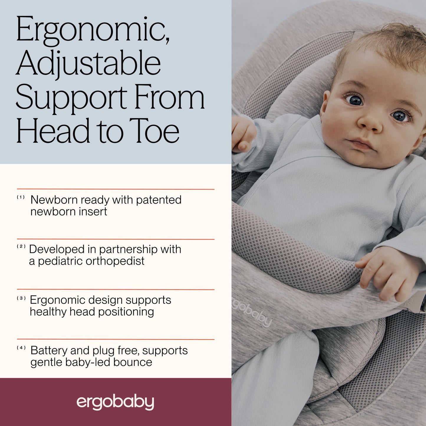 Ergobaby Evolve 3-in-1 Bouncer Seat for Babies and Toddlers 5.5-25 lbs 🍁 All In One Marketplace Canada