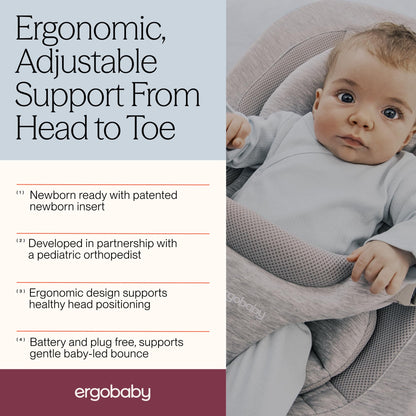 Ergobaby Evolve 3-in-1 Bouncer Seat for Babies and Toddlers 5.5-25lbs - Multi Position Baby Rocker Seat with Adjustable Heights, Secure Harness, Newborn Insert - Midnight Blue 🍁 All In One Marketplace Canada