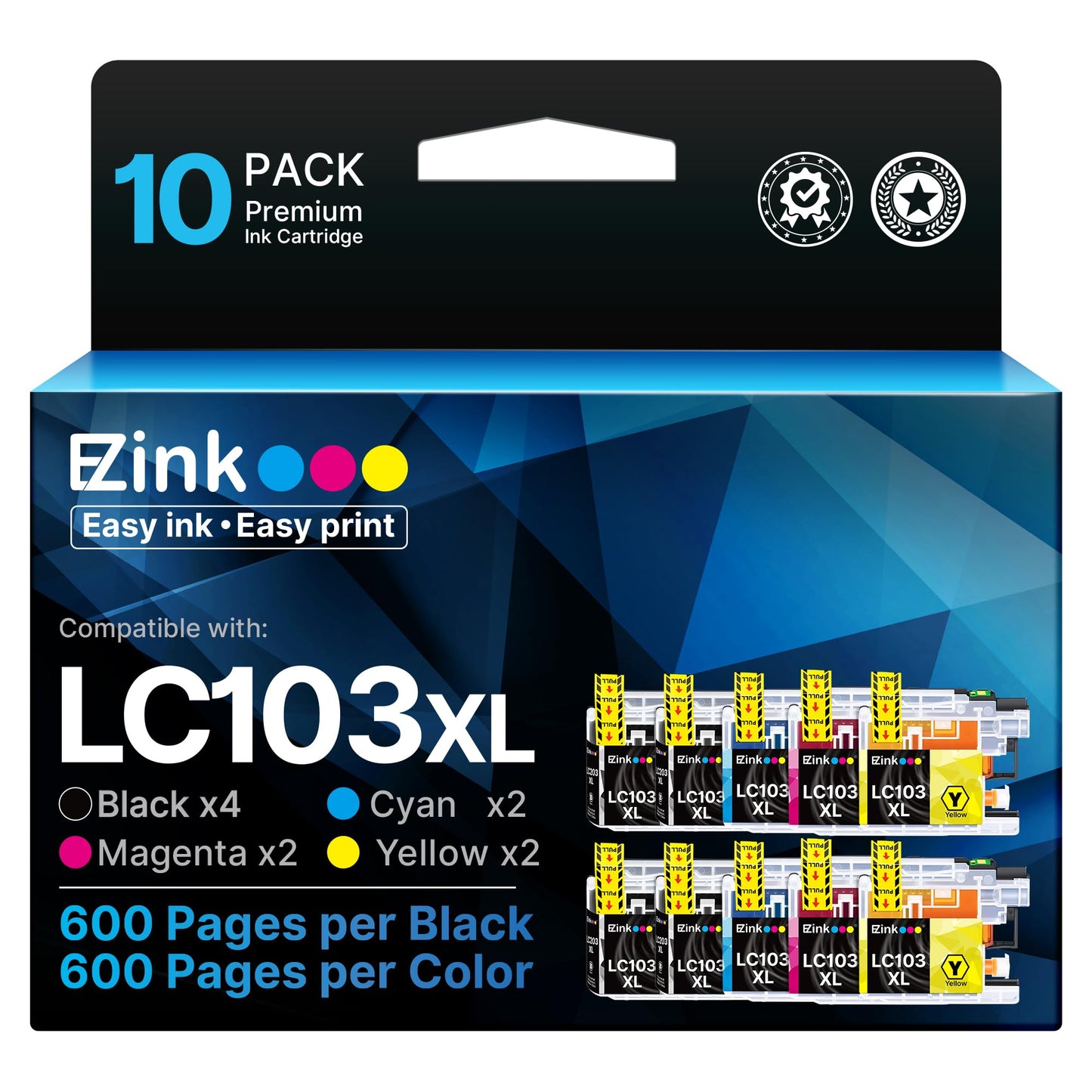 10 Pack E-Z Ink (Compatible Ink Cartridge Replacement for LC103XL Ink Cartridges LC103 XL LC103BK LC101 LC 103 to Use with MFC-J870DW MFC-J470DW MFC-J6920DW MFC-J6520DW MFC-J450DW E-Z Ink