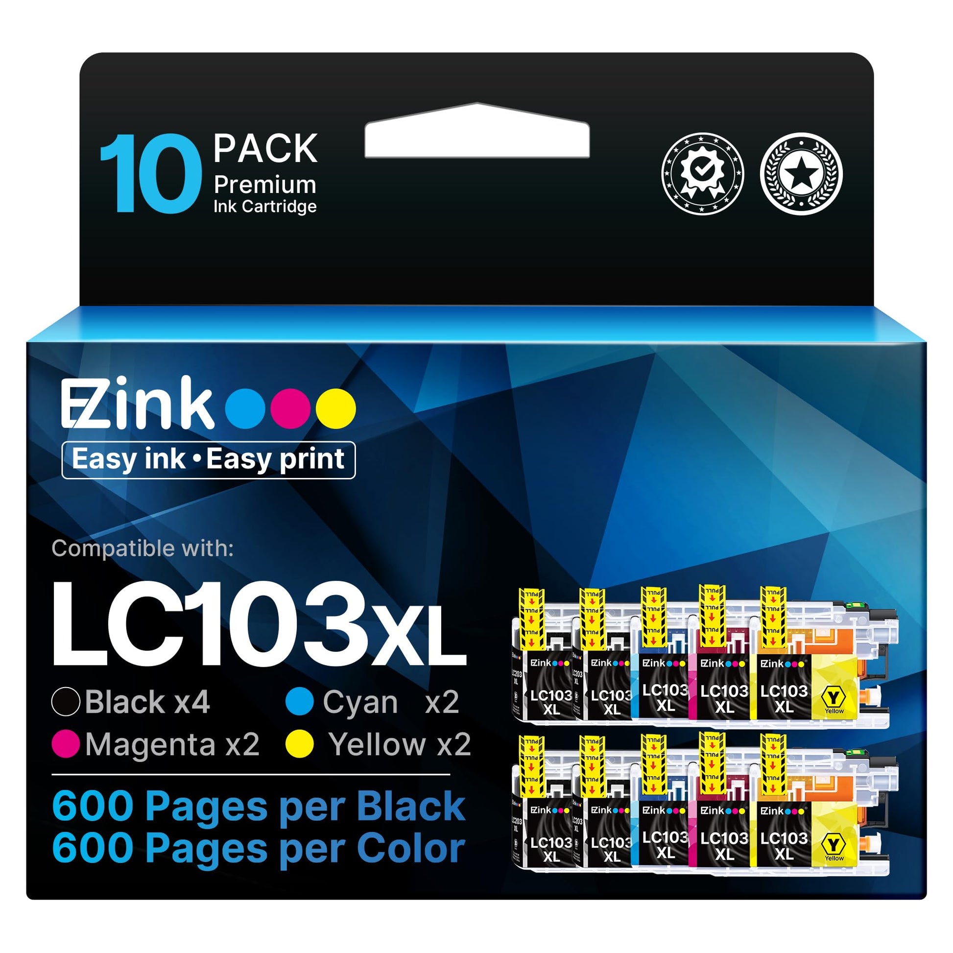 10 Pack E-Z Ink (Compatible Ink Cartridge Replacement for LC103XL Ink Cartridges LC103 XL LC103BK LC101 LC 103 to Use with MFC-J870DW MFC-J470DW MFC-J6920DW MFC-J6520DW MFC-J450DW E-Z Ink