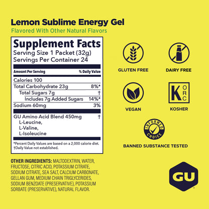 GU ENERGY Gel, Lemon Sublime, 24-Count 🍁 All In One Marketplace Canada