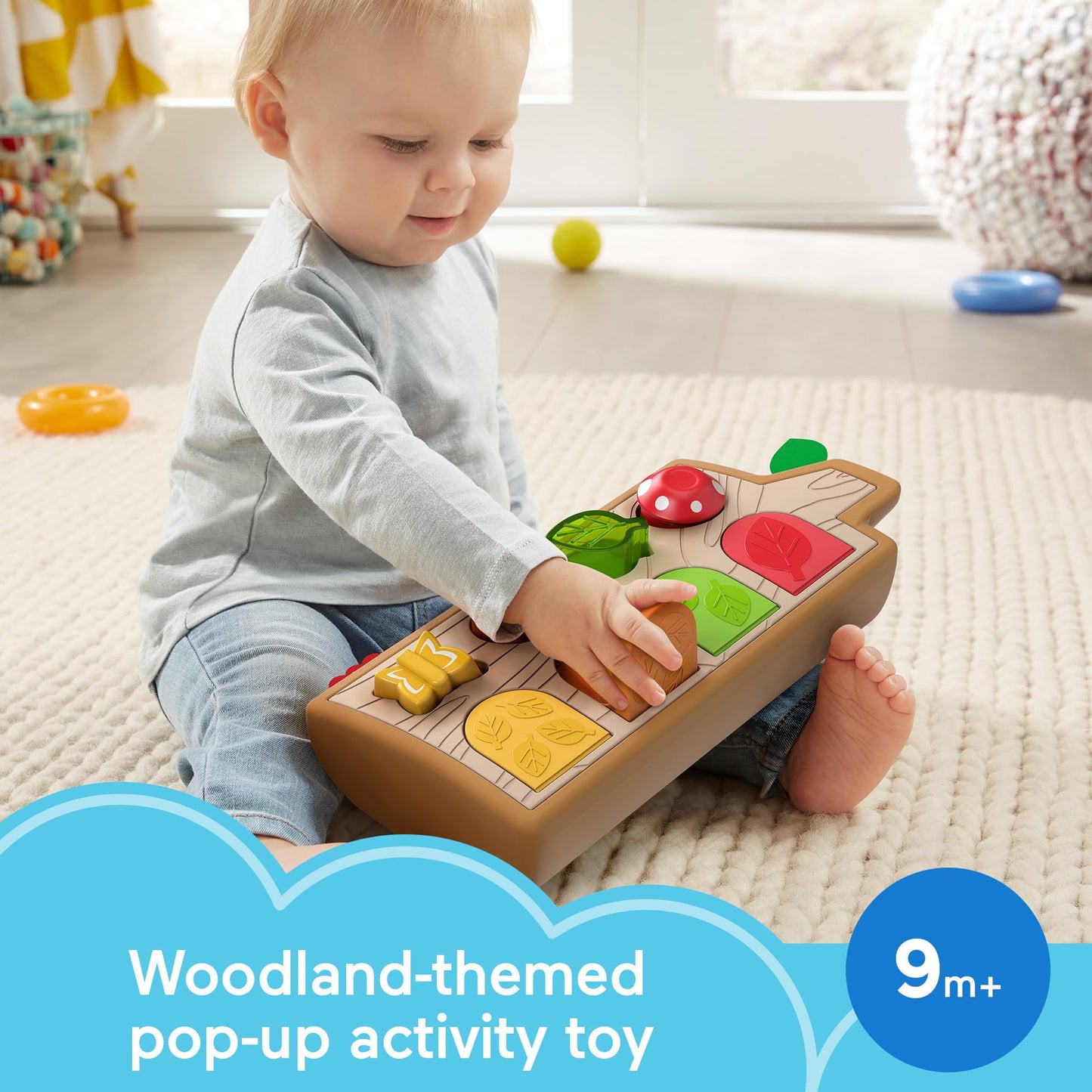 Fisher-Price Baby Toy Hide & Peek Pop-Up Animal-Themed Sensory Activity with Wood Accents & Sounds for Ages 9+ Months Fisher-Price