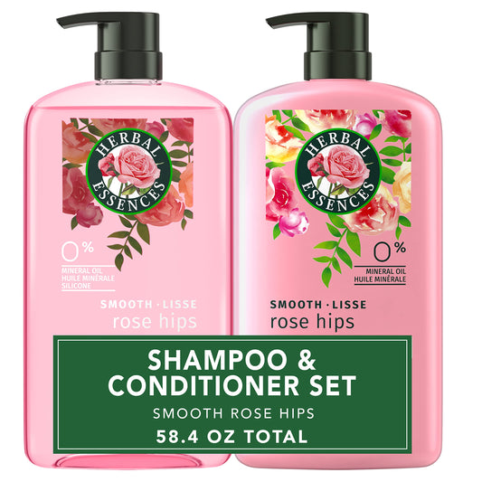 Herbal Essences Shampoo & Conditioner Set, Smooth Collection, Paraben-Free, Color-Safe, with Rose Hips & Vitamin E, 1.73 L Total (2 Count of 865 mL Each) - Available at All In One Marketplace Canada