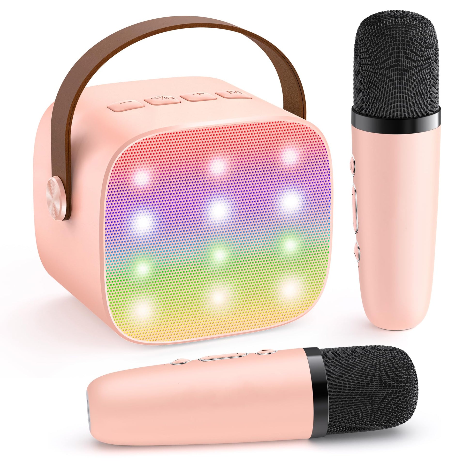 YLL Mini Karaoke Machine for Kids Adults, Bluetooth Speaker with 2 Wireless Microphones, TOP Christmas Birthday Gifts Toys for Girls Ages 3, 4, 5, 6, 7, 8, 9,10,11,12+ Years Old Toddler(Pinkcolor)