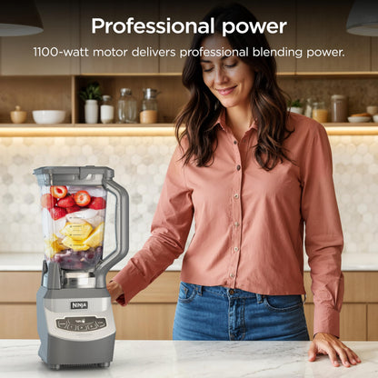 Ninja BL660C Professional Countertop Blender With 1100-Watt Base,72Oz Total Crushing Pitcher and(2)16 Oz Cups For Frozen Drinksand Smoothies,Silver/Gray,1100W,(Canadian Version)Silver/Grey,7.8 Pounds