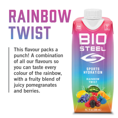 BioSteel Electrolyte Sports Drink, Rainbow Twist, 12-Pack, Zero Sugar