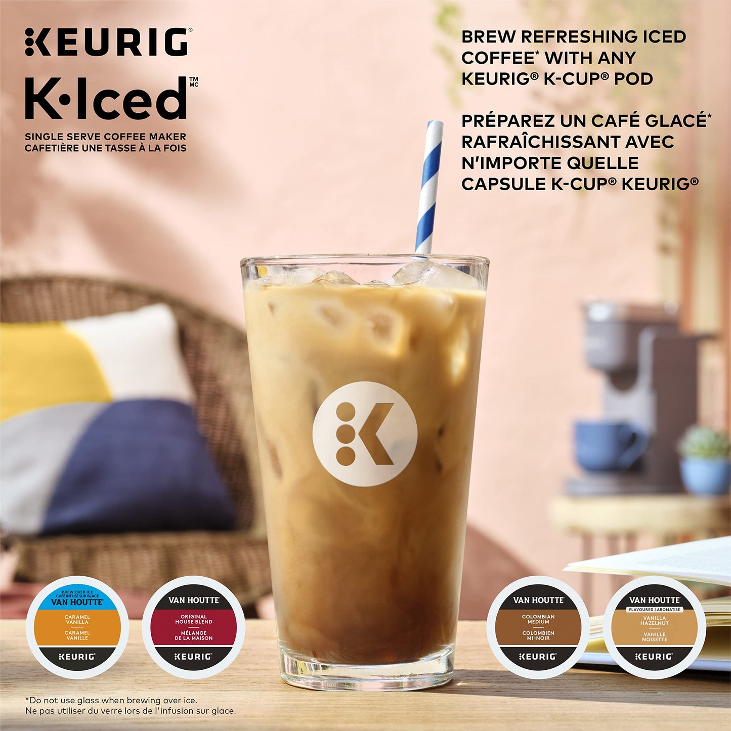 Keurig K-Iced Single Serve K-Cup Pod Coffee Maker, Featuring Simple Push Blue Button Brew Over Ice, Grey - Available at All In One Marketplace Canada