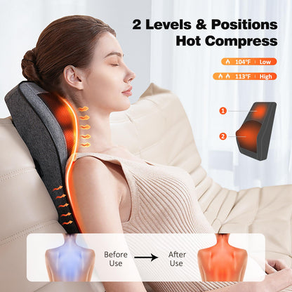 Boriwat Back Massager Neck Massager with Heat, 3D Shiatsu Massage Pillow for Back, Neck, Shoulder, Leg Pain Relief, Christmas and Birthday Gifts for Women Men Mom Dad, Use at Home, Office, Car 🍁 All In One Marketplace Canada