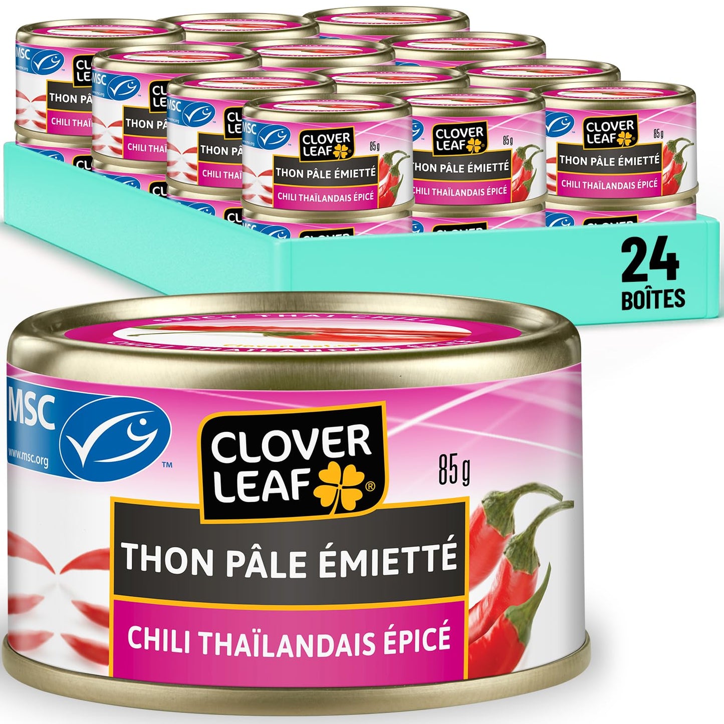 Clover Leaf Spicy Thai Chili Tuna - 15g Protein per Serving - 85g Cans, 24 Pack