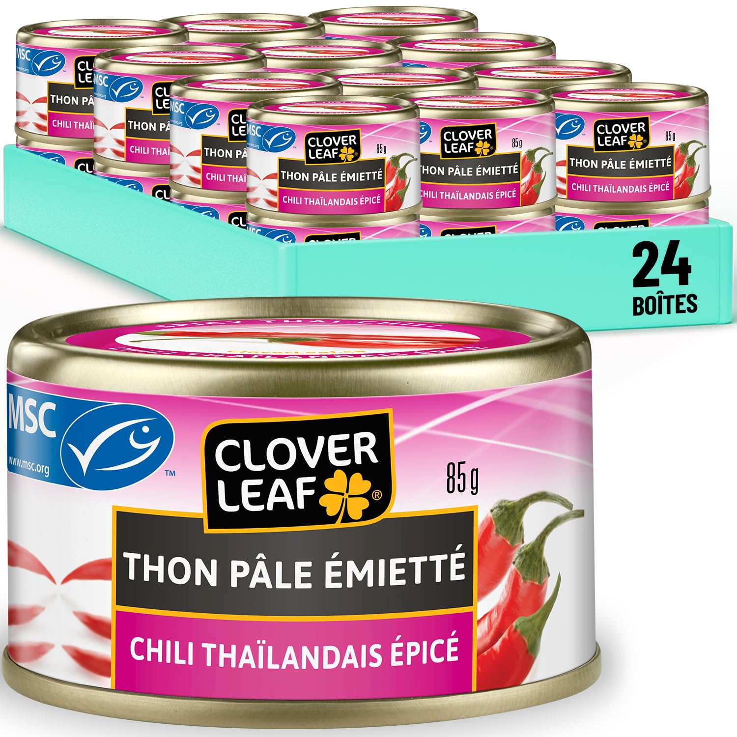 Clover Leaf Spicy Thai Chili Tuna - 15g Protein per Serving - 85g Cans, 24 Pack