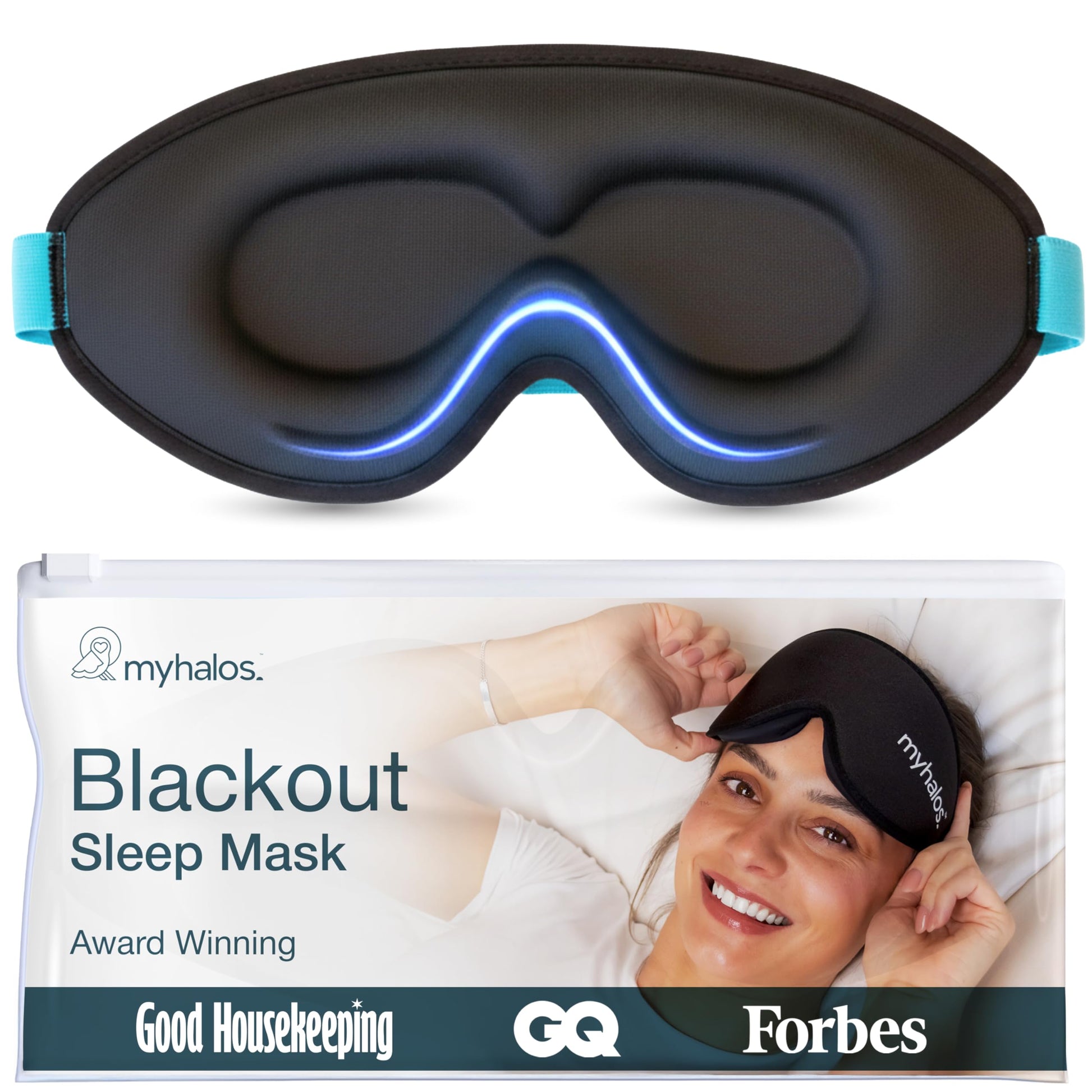 MyHalos® Sleep Mask – 3D Blackout Eye Mask for Women & Men, Side Sleepers, Zero Pressure Memory Foam Eyelash Friendly, Breathable,Award-Winning Sleep Aid for Travel (Black, 1 Count (Pack of 1) - Available at All In One Marketplace Canada